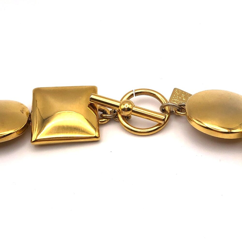 Anne Klein Gold Tone Geometric Collar Necklace with Toggle Clasp - Picture 7 of 9